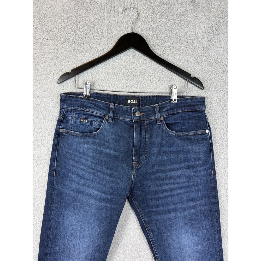 Hugo Boss Delaware Jeans Mens 34x34 Blue Medium Wash Slim Straight Stretch Denim
